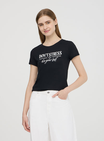 T-shirt slim fit con scritta