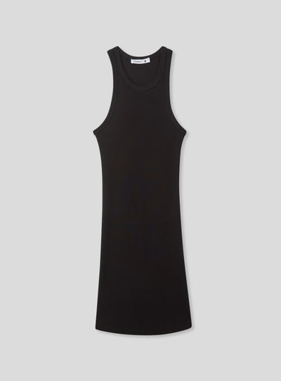 Vestito a costine con scollo all'americana