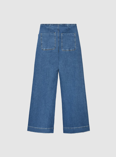 Дънки wide leg с нашити джобове