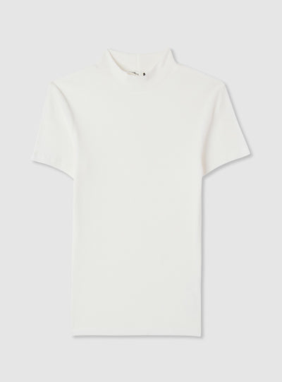 T-shirt a costine con collo lupetto