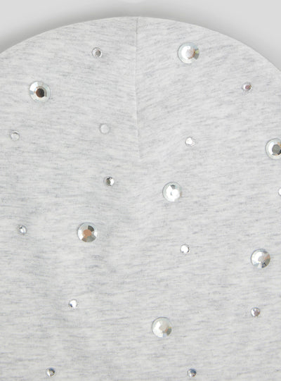 Berretta in jersey con strass
