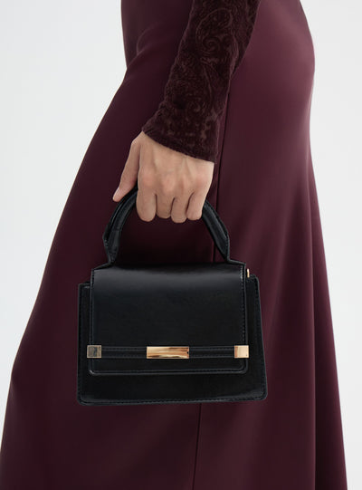 Borsa mini tinta unita con manico e tracolla regolabile