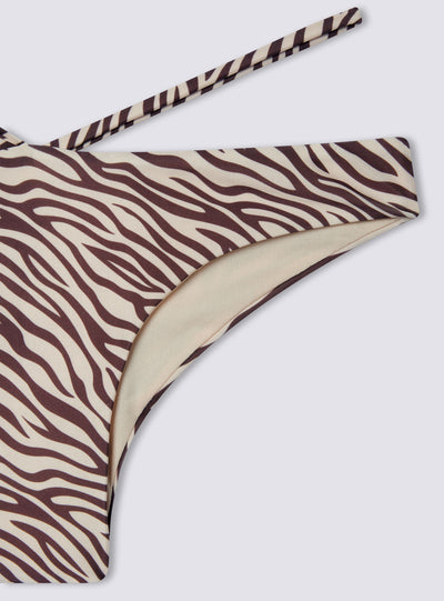 Slip bikini brasiliana zebrata con stringhe