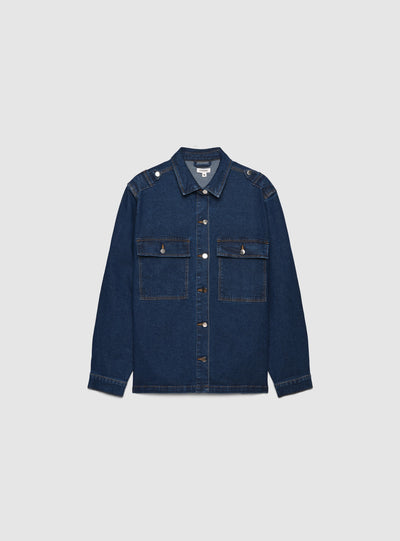 Camicia overshirt con bottoni a pressione e tasche