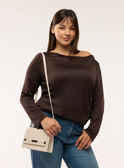 Borsa mini tinta unita con manico e tracolla regolabile