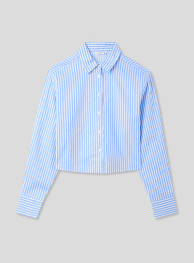 Camicia crop in popeline a righe