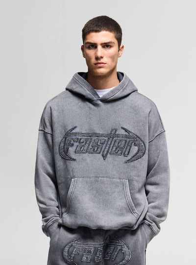 Felpa boxy con cappuccio e stampa lettering