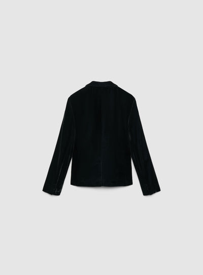 Taillierte Einreiher-Jacke mit Samteffekt