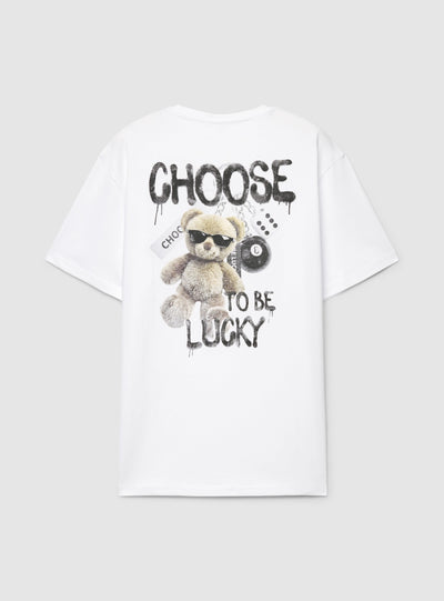 T-shirt con stampa orsetto e scritta