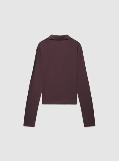 T-shirt a maniche lunghe con colletto polo