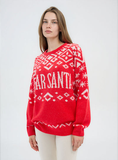 Maglia girocollo natalizia con scritta