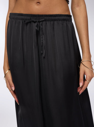 Wide-leg satin-effect trousers with drawstring