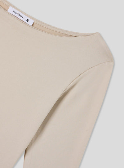 Body con scollo ampio e maniche a tre quarti