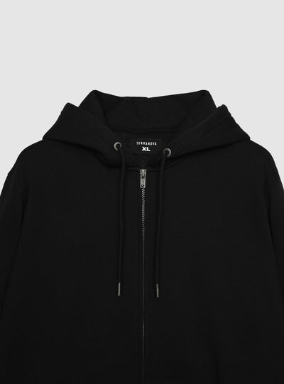 Felpa con cappuccio e zip a tinta unita