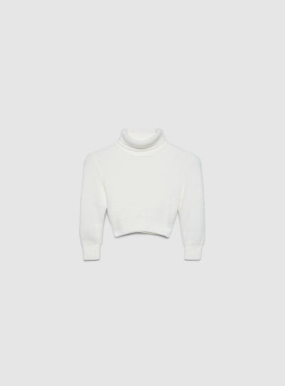 Maglia crop dolcevita a tinta unita