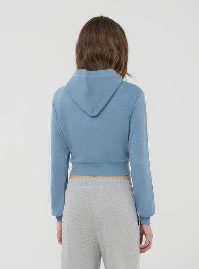 Felpa crop con cappuccio e zip