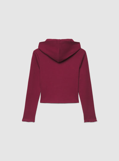 T-shirt crop con cappuccio e stampa college