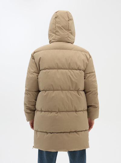 Long padded jacket with hood