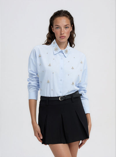 Camicia ampia con applicazioni strass