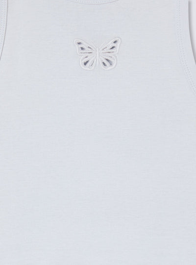 Top crop con scollo americano e ricamo cut-out