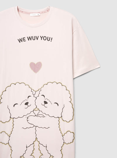 T-shirt pigiama con maxi stampa animaletti