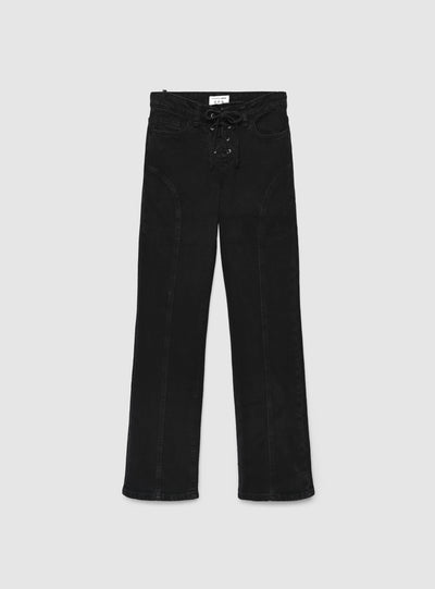 Jeans bootcut con allacciatura