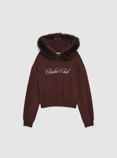 Felpa crop con cappuccio e ricamo