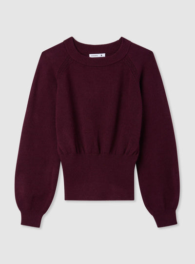 Einfarbiger Pullover mit Ballonärmeln