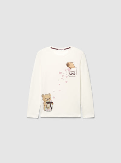 Set pigiama con maglia a maniche lunghe e pantaloni stampa orsetti