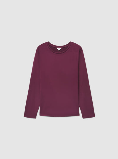 T-shirt manica lunga girocollo a tinta unita