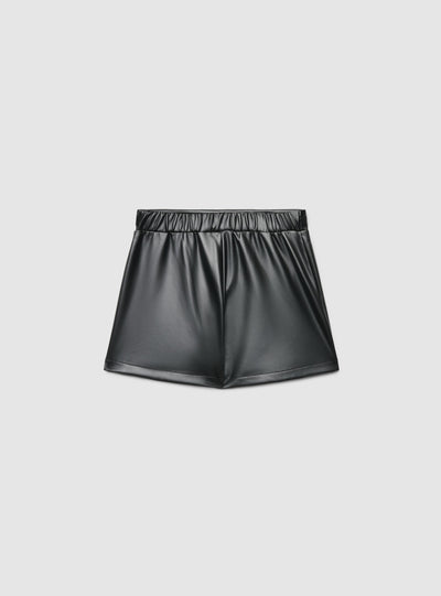 Pleated skort with leather effect