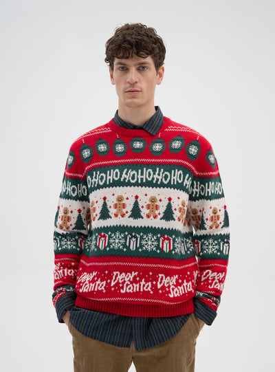 Weihnachtlicher Jacquard-Rundhalspullover