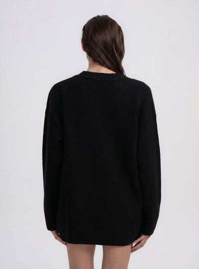 Cardigan con scollo a V e tasche applicate