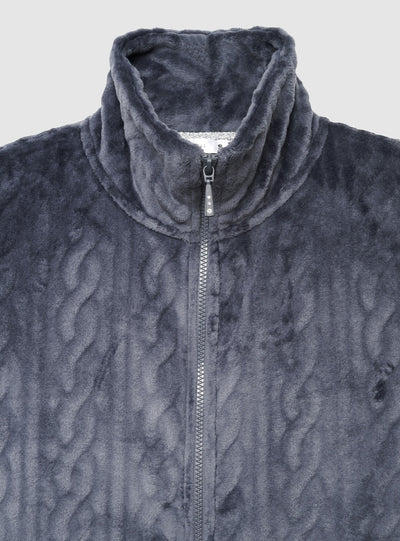 Felpa con zip e collo alto a trecce