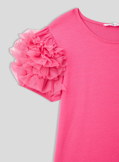 T-shirt con balze in tulle
