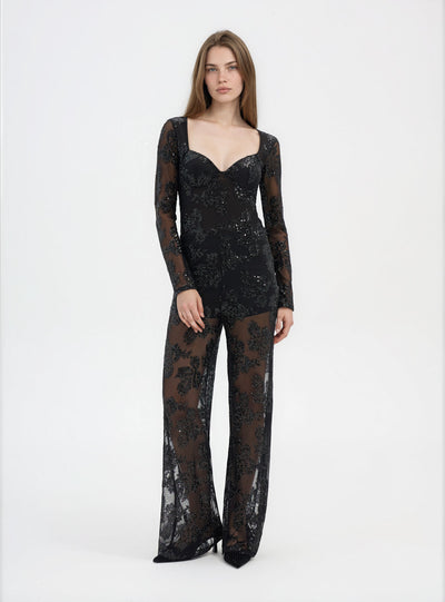 Kalhoty wide leg s flitry