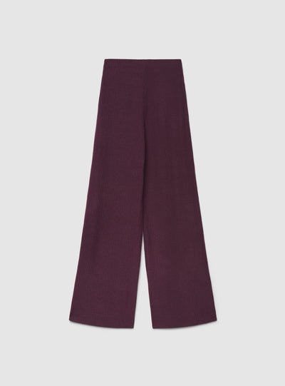 Pantaloni maxi wide leg a costine tinta unita