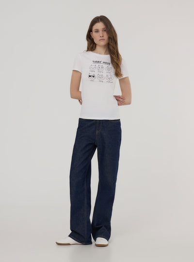 Triko slim fit me printime mace të vogla