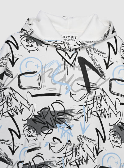 Felpa boxy con cappuccio e stampa graffiti