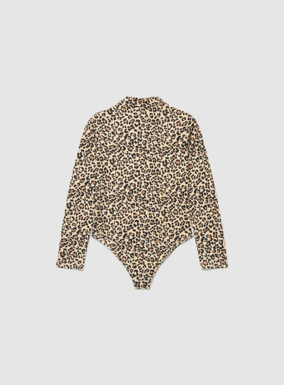 T-shirt body a maniche lunghe con stampa animalier
