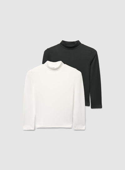 Pack 2 T-shirt a maniche lunghe con collo lupetto