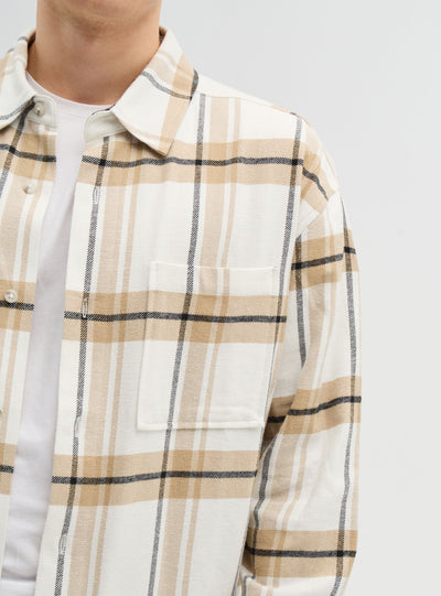 Camicia manica lunga a quadri con taschino