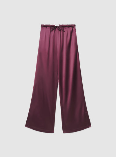 Pantaloni lunghi in satin con coulisse