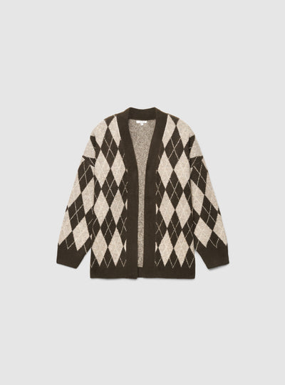 Cardigan a rombi aperto