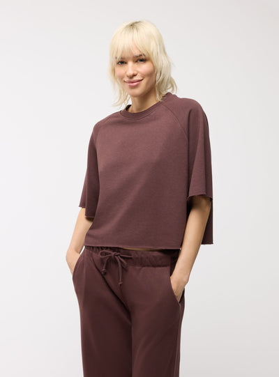 T-shirt crop boxy a tinta unita