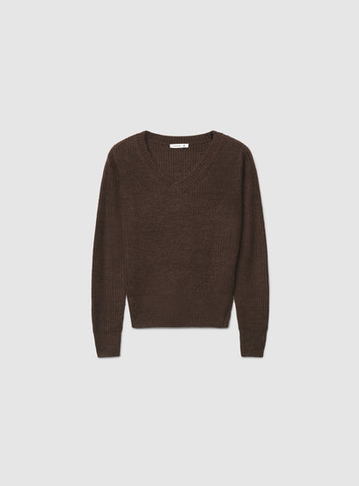 Maglia a coste inglesi con scollo a V