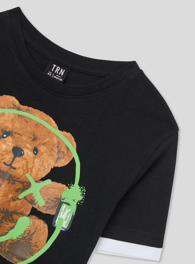 T-shirt con stampa simpatico orsetto