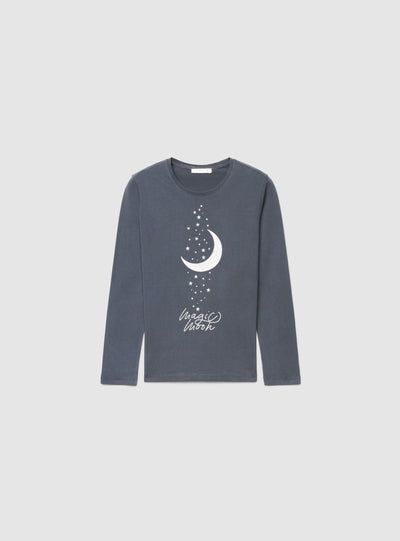 Set pigiama con t-shirt a maniche lunghe e stampa stelle e luna