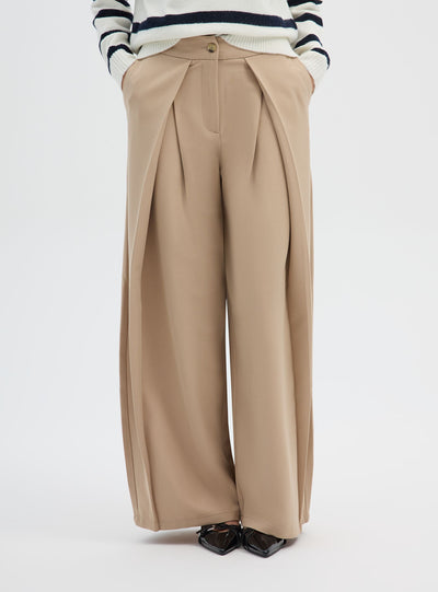 Pantaloni wide leg con doppia piega