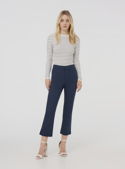 Maglia crop a righe a costine